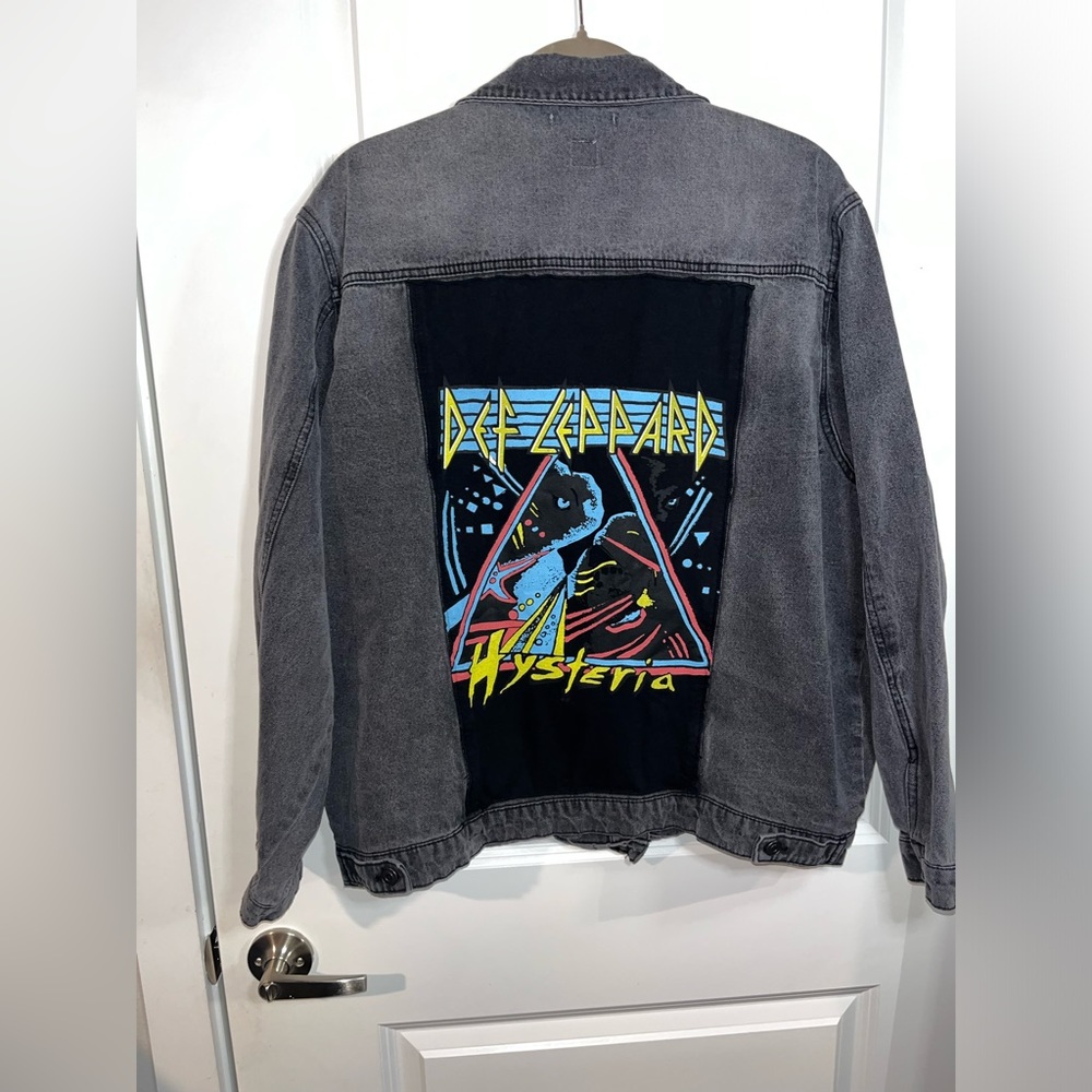 NWOT Def Leppard Faded Black Junkfood Jean Patch Long Sleeve Jacket Buttons XXL - Picture 8 of 15